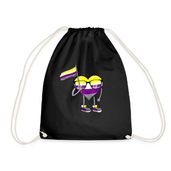 Drapeau de la fierté non binaire Coeur Sublte LGBTQ - Sac de sport léger - noir - Devant
