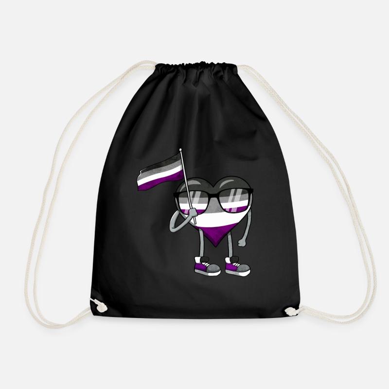 Asexual Pride Ace Flag Heart Sublte LGBTQ - Turnbeutel - Schwarz