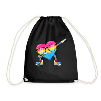 Pansexuelle Stolz Pan Flag Dabbing Herz Sublte - Turnbeutel - Schwarz - Vorne