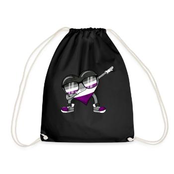 Asexual Pride Ace Flag Dabbing Heart Sublte LGBTQ - Turnbeutel - Schwarz - Vorne