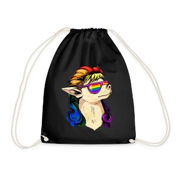 Gay Pride Rainbow Flag Mullet Chihuah - Drawstring Bag - black - Front