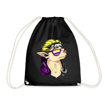 Non Binary Pride Flag Mullet Chihuahua Dog Su - Drawstring Bag - black - Front