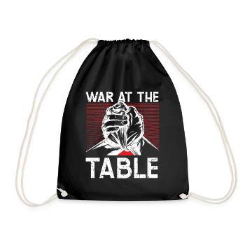 War at the table, wrestlers wrestling arm wrestling - Drawstring Bag - black - Front