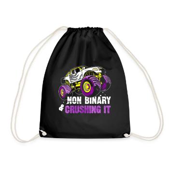 Non-Binary Pride Flag Monster Truck - Drawstring Bag - black - Front