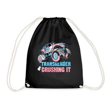 Transgender Pride Monster Truck - Drawstring Bag - black - Front