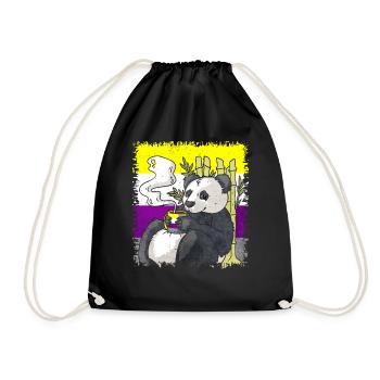 Nicht binäre Stolz Flagge Panda Kaffee Sublte LGBT - Turnbeutel - Schwarz - Vorne