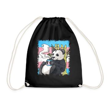 Transgender Stolz Trans Flagge Panda Kaffee Sublte - Turnbeutel - Schwarz - Vorne