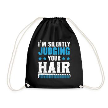 I silently judge your hair hairstyle Barb - Drawstring Bag - black - Front