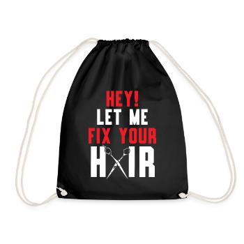 Hey, let me fix your hair hairstyle barber - Drawstring Bag - black - Front