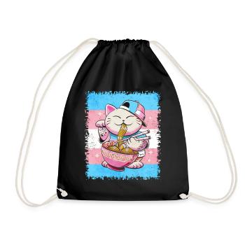 Transgender Stolz Trans Flagge Japanische Ramen Ka - Turnbeutel - Schwarz - Vorne