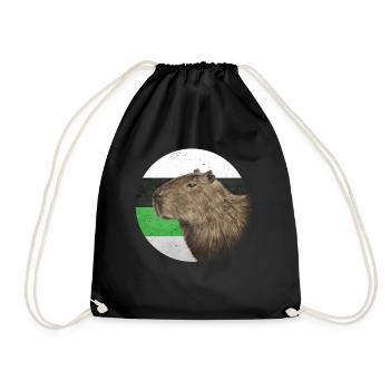 Demiromantic Pride Flag Capybara Sublte LGBTQ - Drawstring Bag - black - Front
