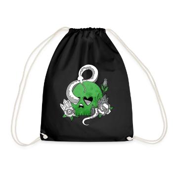 Demiromantic Pride Flag Skull Snakes Ro - Drawstring Bag - black - Front