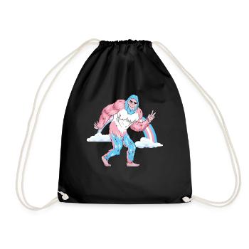 Transgender Stolz Trans Flagge Regenbogen Bigfoot - Turnbeutel - Schwarz - Vorne