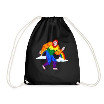 Gay Pride Rainbow Flag Bigfoot Sasqua - Drawstring Bag - black - Front