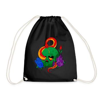 gay pride rainbow flag skull snake - Drawstring Bag - black - Front