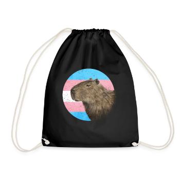 Transgender Stolz Trans Flagge Capybara Sublte LGB - Turnbeutel - Schwarz - Vorne