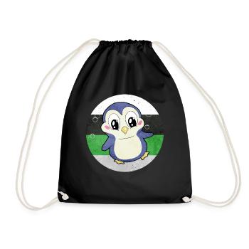 Demiromantic Pride Flag Penguin Sublte LGBTQ - Drawstring Bag - black - Front