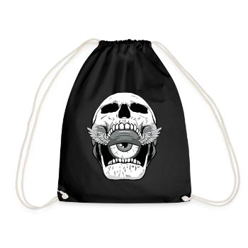 Weirdcore Ästhetischer Totenkopf Augapfel - Turnbeutel - Schwarz - Vorne