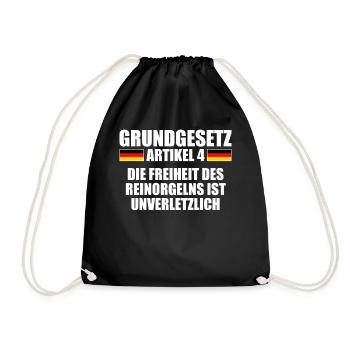 Grundgesetz Artikel 4 Mallorcaurlaub Unantastbar - Turnbeutel - Schwarz - Vorne