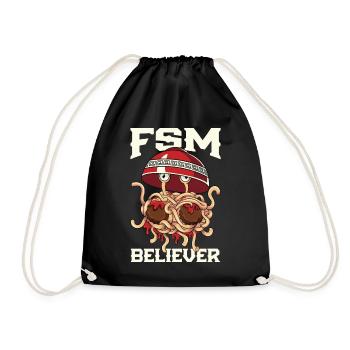 Fliegendes Spaghettimonster Pastafarianismus FSM - Turnbeutel - Schwarz - Vorne