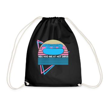 Lustiger Hot Dog Hotdog Retro - Turnbeutel - Schwarz - Vorne