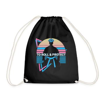 Funny Jiu Jitsu BJJ Retro - Drawstring Bag - black - Front
