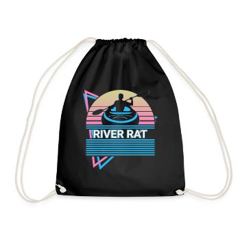 Funny Kayak Kayaking Retro - Drawstring Bag - black - Front