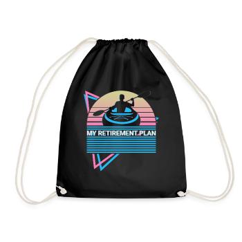 Funny Kayak Kayaking Retro - Drawstring Bag - black - Front
