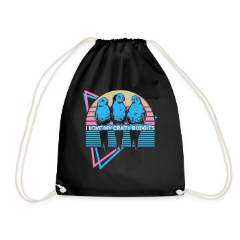 Budgie Parakeet Retro - Drawstring Bag - black - Front