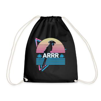 Parakeet Parrot Retro - Drawstring Bag - black - Front