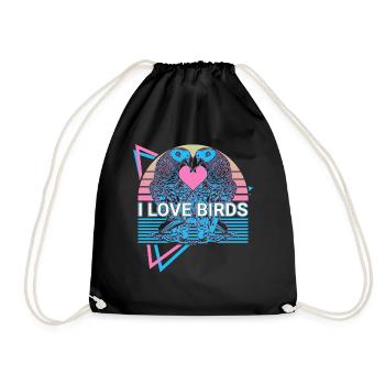 Perruche Perroquet Rétro - Sac de sport léger - noir - Devant