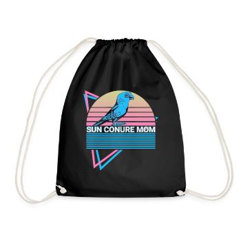 Parakeet Mama Parakeet Retro - Drawstring Bag - black - Front