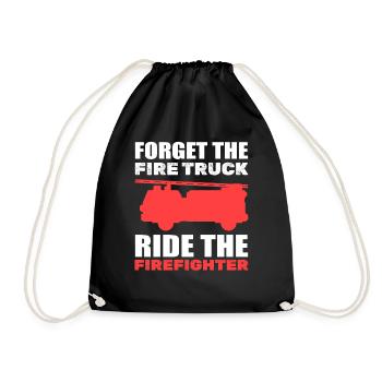 Funny fire rescue firefighter - Drawstring Bag - black - Front