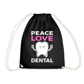 Peace Love Dental Dentist - Drawstring Bag - black - Front