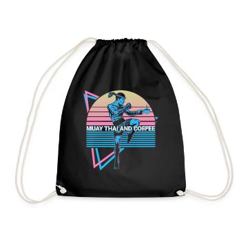 Muay Thai Kickboxen Retro - Turnbeutel - Schwarz - Vorne