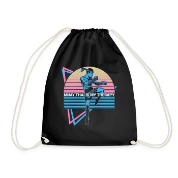 Muay Thai Kickboxing Retro - Drawstring Bag - black - Front