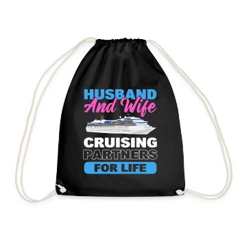 Husband And Wife Cruising Partners For Life Couple - Drawstring Bag - black - Front
