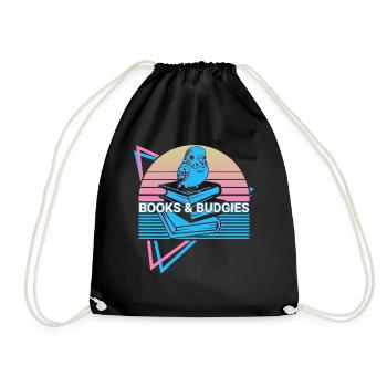 Budgie Parakeet Retro - Drawstring Bag - black - Front