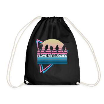 Budgie Parakeet Retro - Drawstring Bag - black - Front