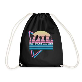 Budgie Parakeet Retro - Drawstring Bag - black - Front