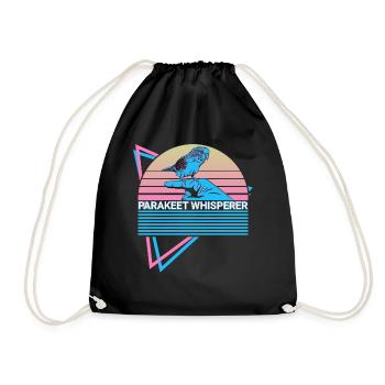 Budgie Parakeet Retro - Drawstring Bag - black - Front