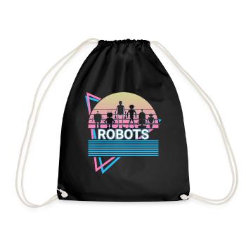 Roboter Robotik Retro - Turnbeutel - Schwarz - Vorne