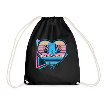 I love my pharmacist pharmacy retro - Drawstring Bag - black - Front