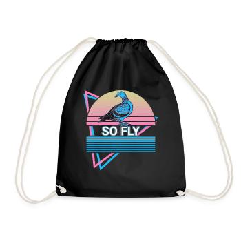 Dove Retro - Drawstring Bag - black - Front