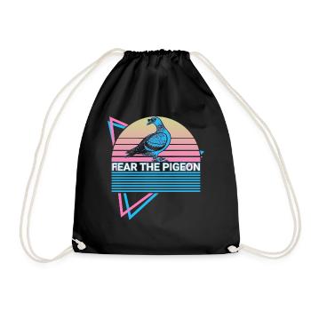 Fear The Pigeon Retro - Drawstring Bag - black - Front