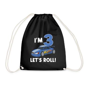 Children's birthday car racing car / 3 years - Drawstring Bag - black - Front