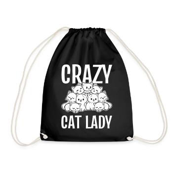 Crazy Cat Lady Cat Lover - Drawstring Bag - black - Front