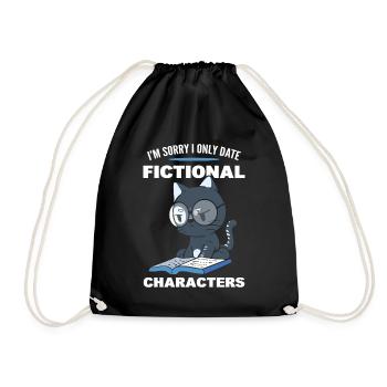 Cat Reading Book Reader - Drawstring Bag - black - Front
