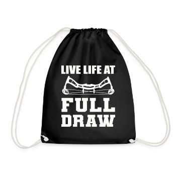 Live Life At Full Draw Bogenschütze - Turnbeutel - Schwarz - Vorne