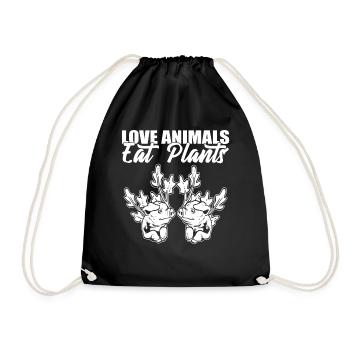 Amour Les animaux Mangent des plantes Végétarien - Sac de sport léger - noir - Devant